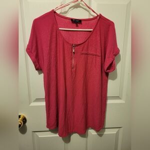 Lilly Morgan Short Sleeve Top with Zip Detail